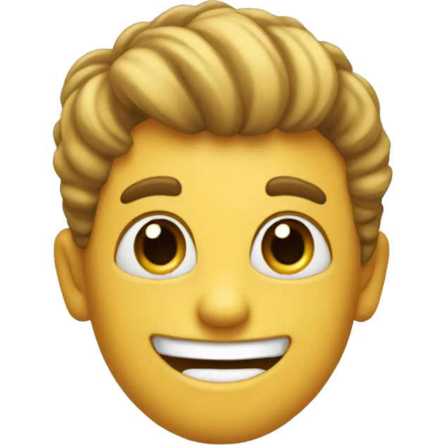 a little man who looks like a paintbrush, with eyes and a mouth that smile emoji