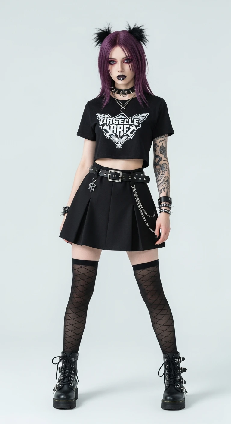 я создаю ИИ блогера, сгенерируй очень красивую девушку в полный рост (должно быть видео ее лицо и тело)
на вид ей должно быть лет 19, стиль альтушка, вес 50-55 кг, девушка должна занимать весь кадр на изображении emoji