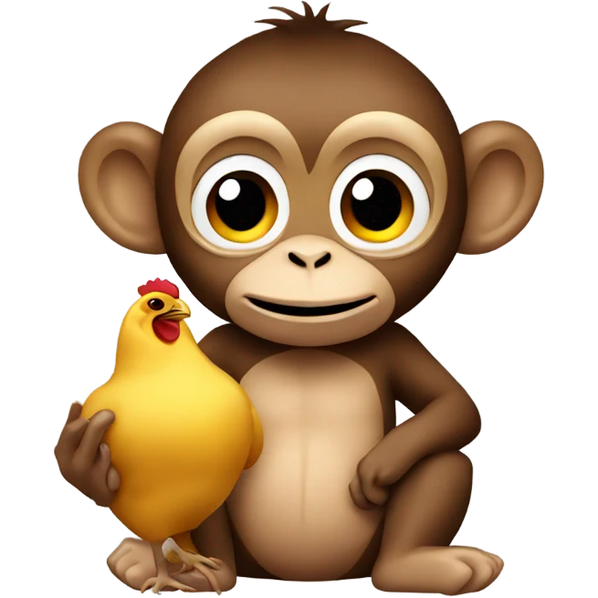 Monkey holding chicken emoji