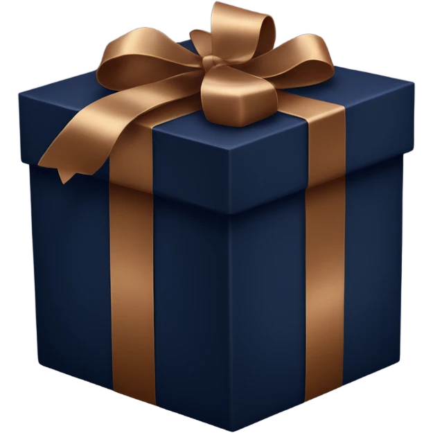 Enormous dark navy present box with bronze ribbon emoji