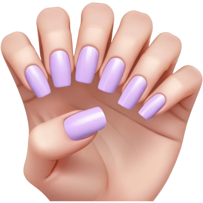 lilac pastel manicure with square-shaped nails emoji
