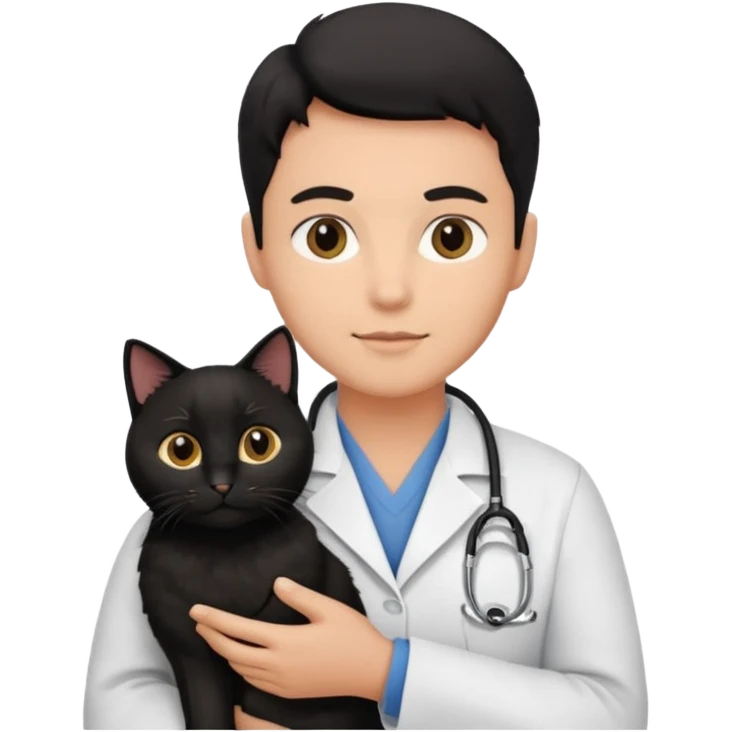 Veterinaria con un gato negro emoji