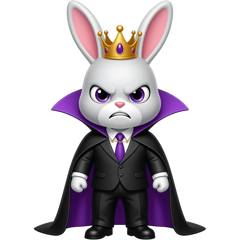 bunny animal kid purple villain angry king crown suit black emoji