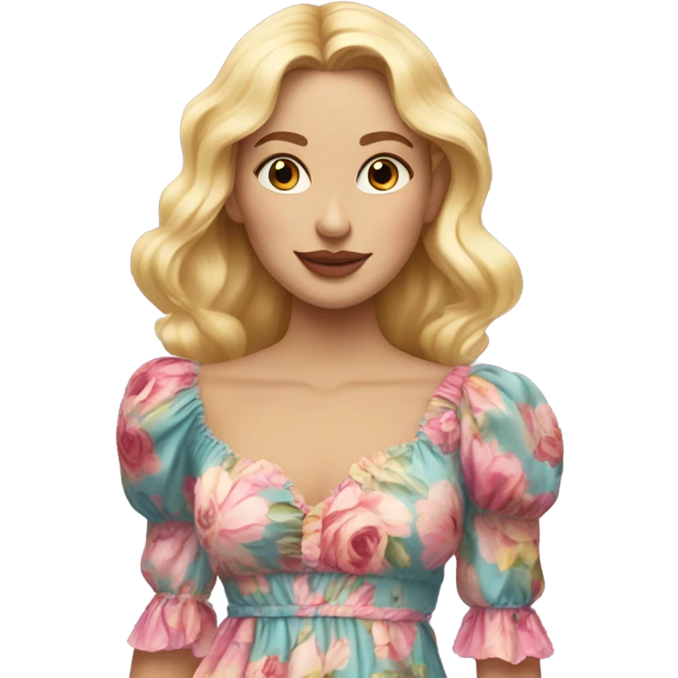 Blonde woman wearing Loveshackfancy dress emoji