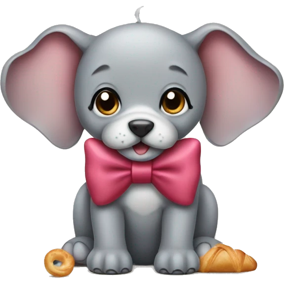 Elephant dog with croissant and a bow emoji