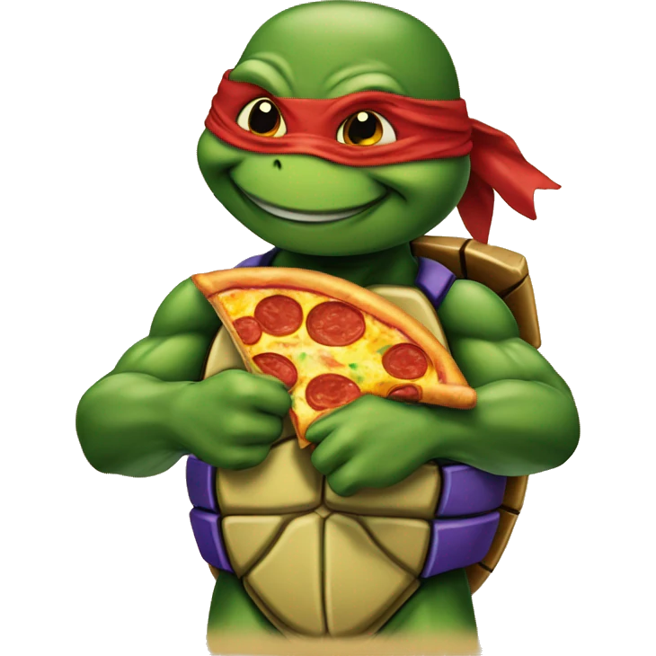 A ninja turtle eating pizza emoji