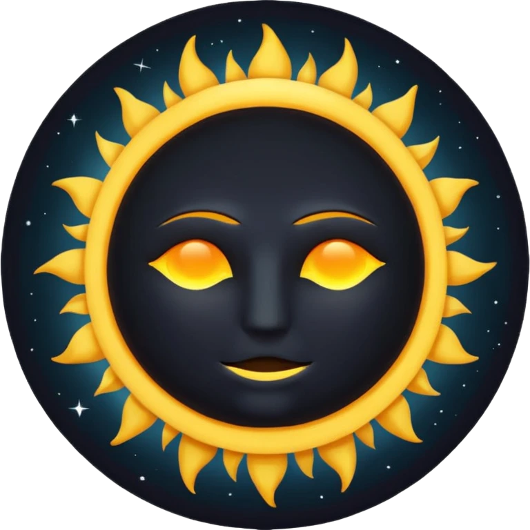 Eclipse – Dark moon covering sun, glowing corona, no face emoji