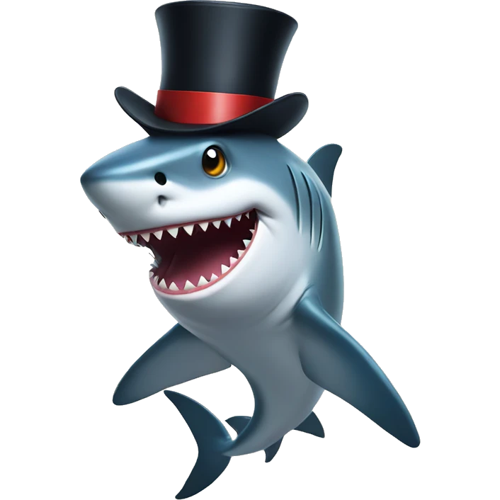Shark with a top hat emoji