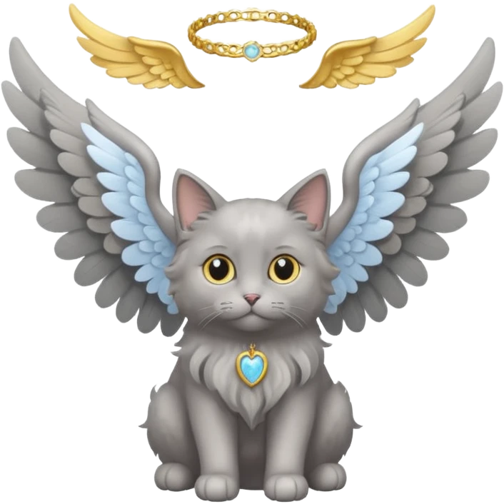 A Nebelung cat with angel wings emoji