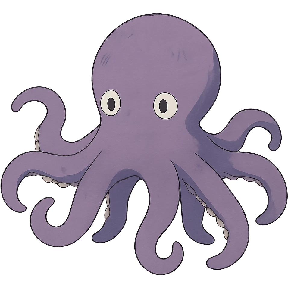 purple octopus in ghibli style emoji