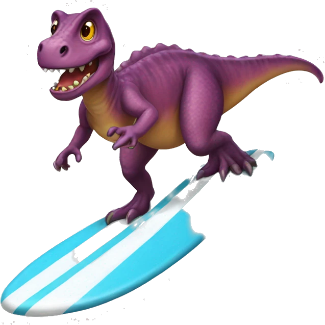 Surfing dino  emoji