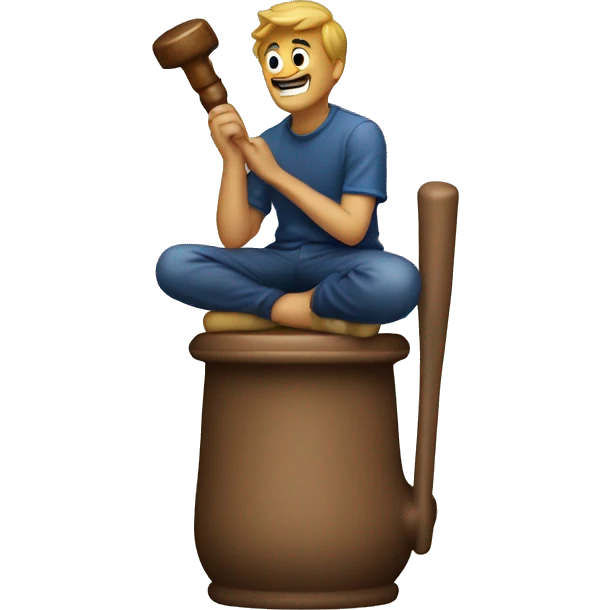Guy sitting on a plunger emoji
