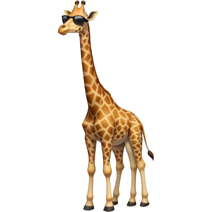 friendly anthropomorphised giraffe in casual clothing with a different color, wearing dark sunglasses, walking upright in relaxed pose emoji
