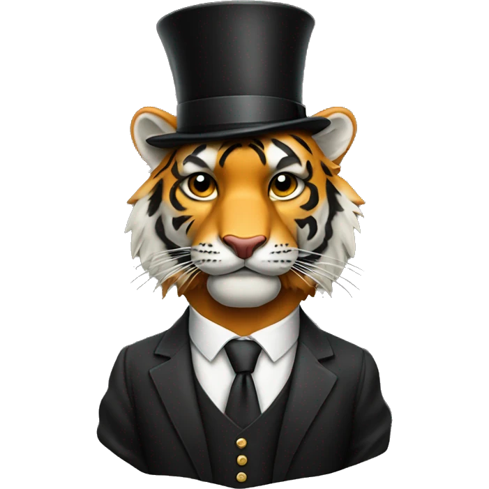 Rich tiger with a suit and top hat emoji