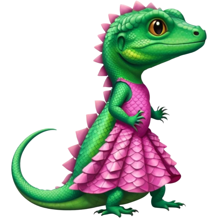 Lizard wears a cute pink dress  emoji