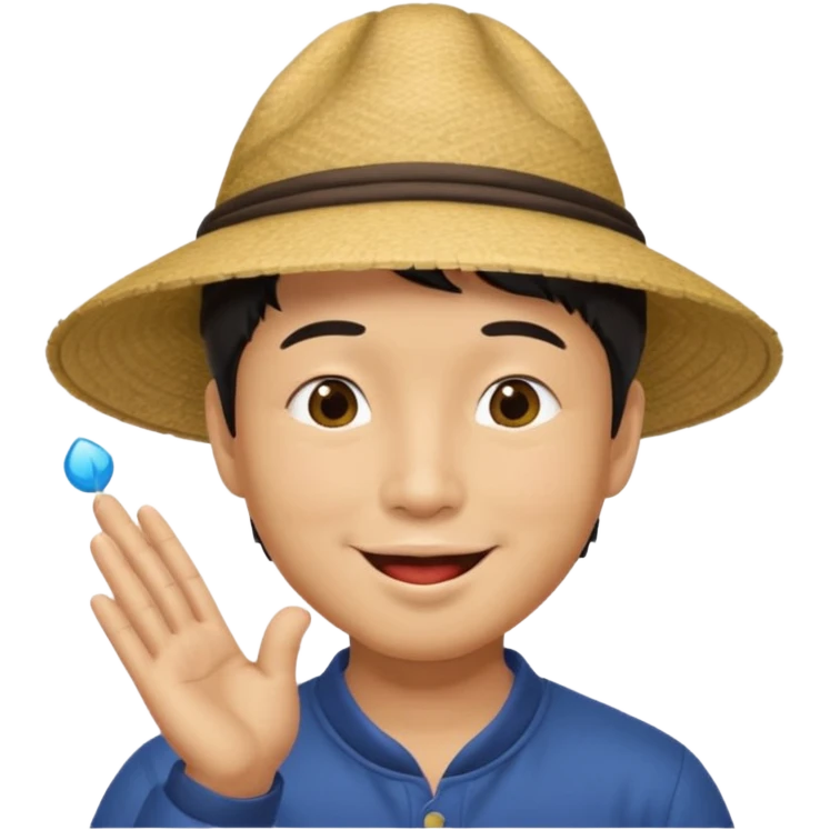 asian man in asian hat blowing a kiss emoji