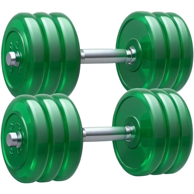 A simple emoji-style icon of a transparent green plastic gym dumbbell logo, folder envelope, slightly open, with clean edges, soft shine, and subtle  emoji