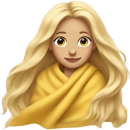 Pretty long haired blond girl wearing yellow pastel blanket  emoji