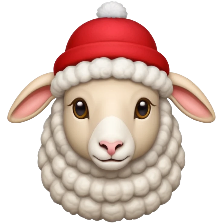 Sheep wear a red hat emoji