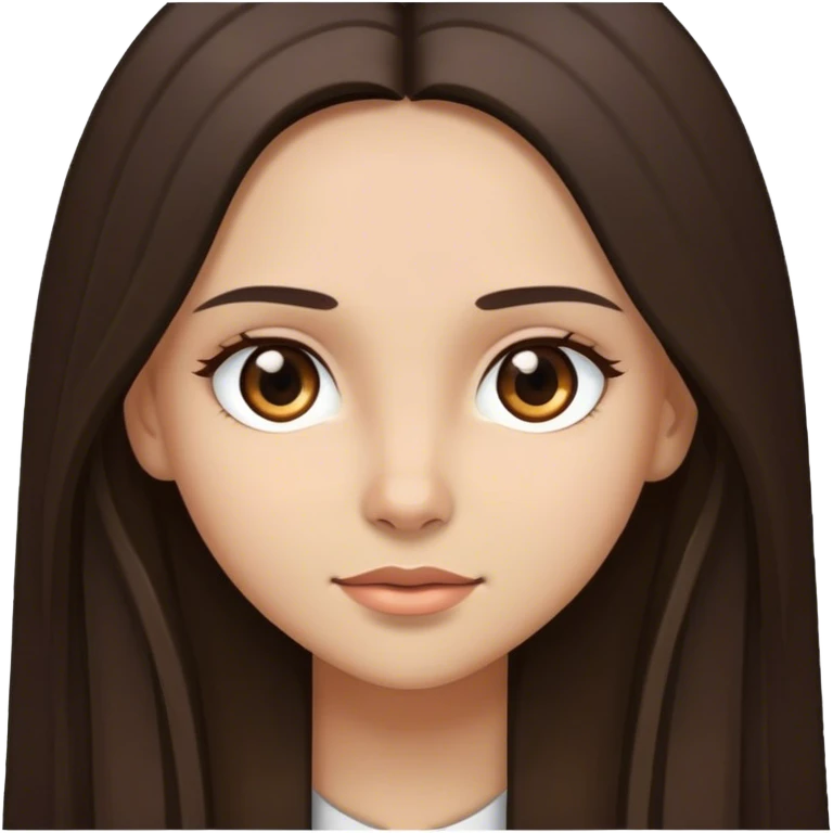 A girl with long hair and dark brown straight brown eyes  emoji