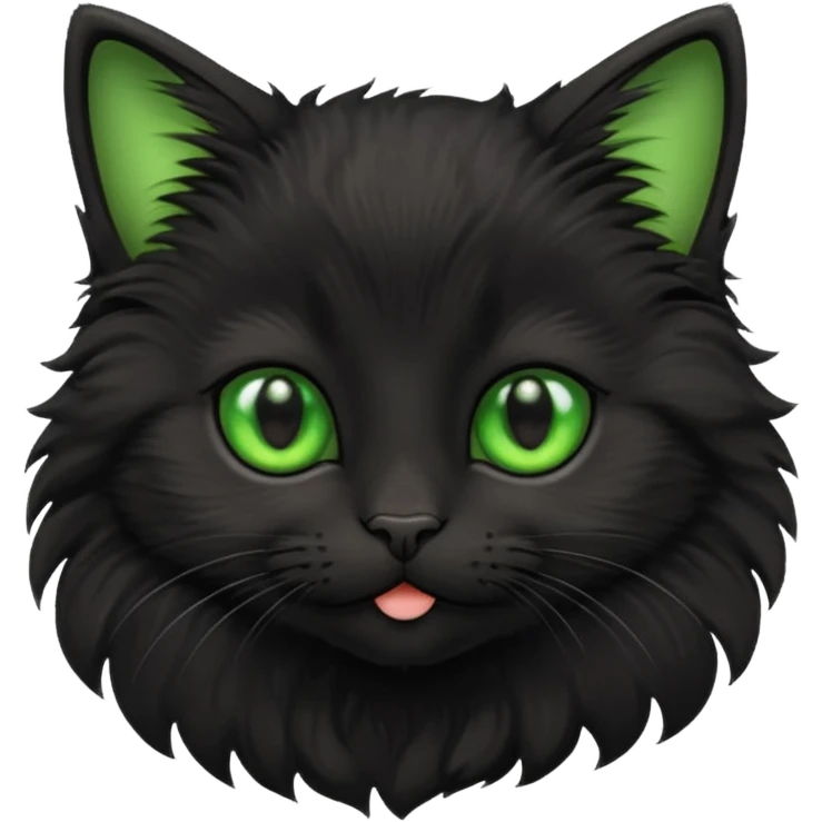 A photo-realistic digital illustration of an adorable black kitten emoji