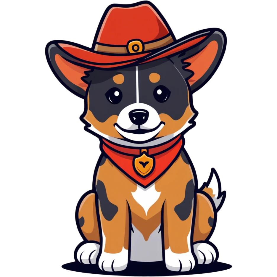 Red heeler dog with cowboy hat emoji