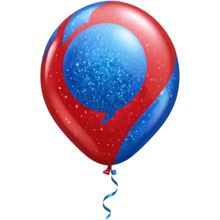 glitter red and blue baloon emoji