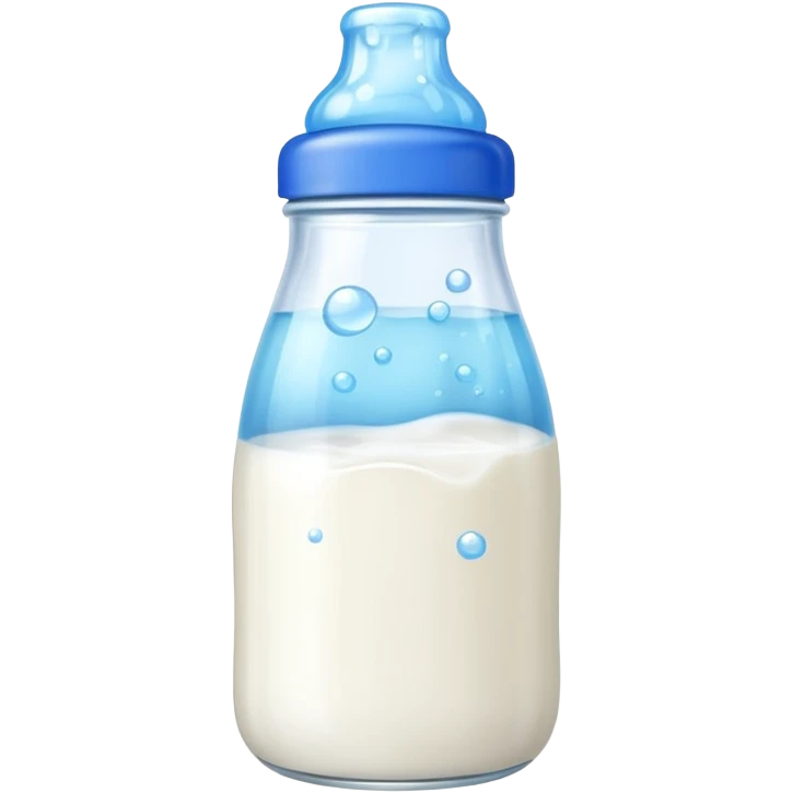 baby Milk bottle with blue cap and bubbles emoji