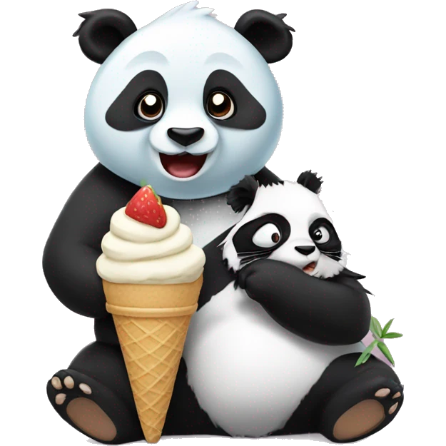 Panda eating ice cream with skunk emoji