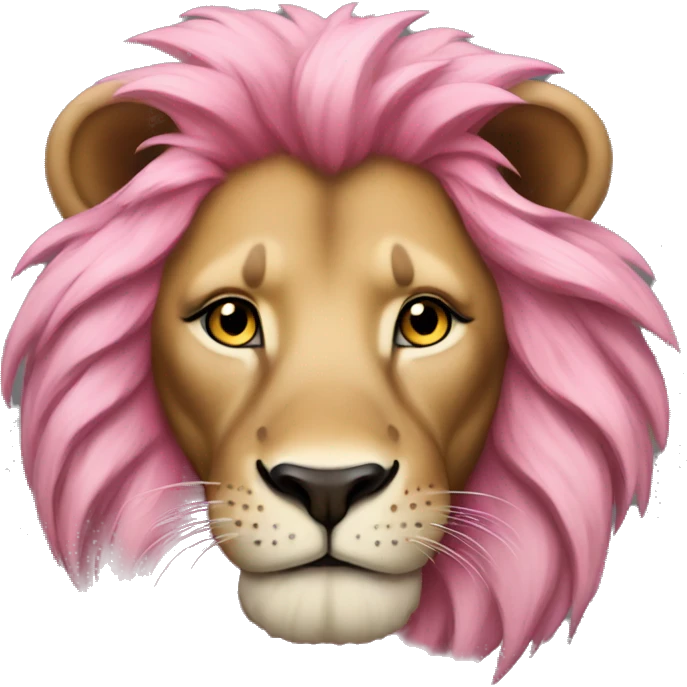 realistic lion with pink hair emoji