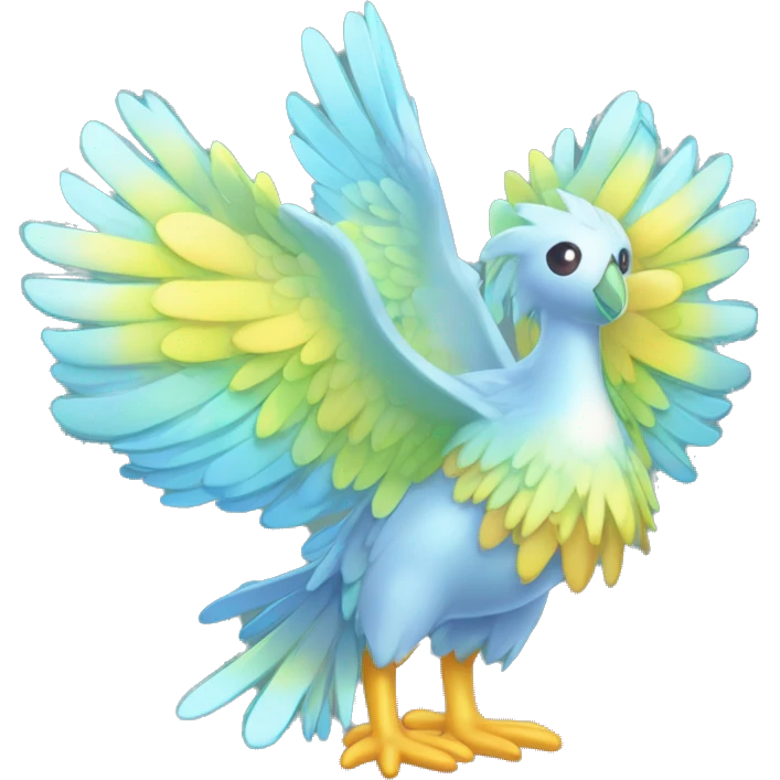 Wet dripping watery Cool Cute Fantasy legendary sea-bird ocean-water-type-Hydro-Phoenix-avian Fakemon full body emoji