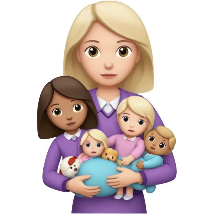 A teacher carrying children’s toys while looking exhausted. emoji