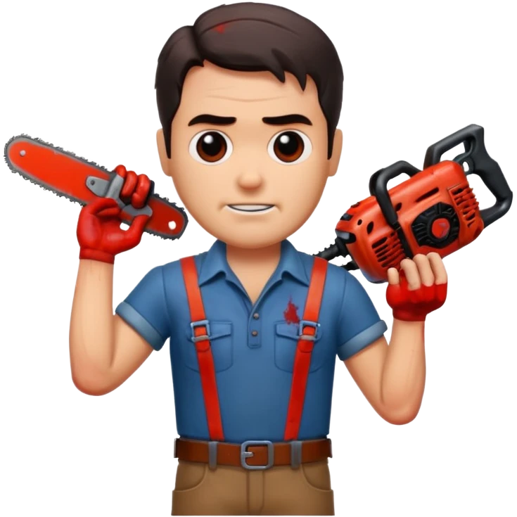  ash from the movie evil dead  movie Emoji with change all in the place of his right hand emoji