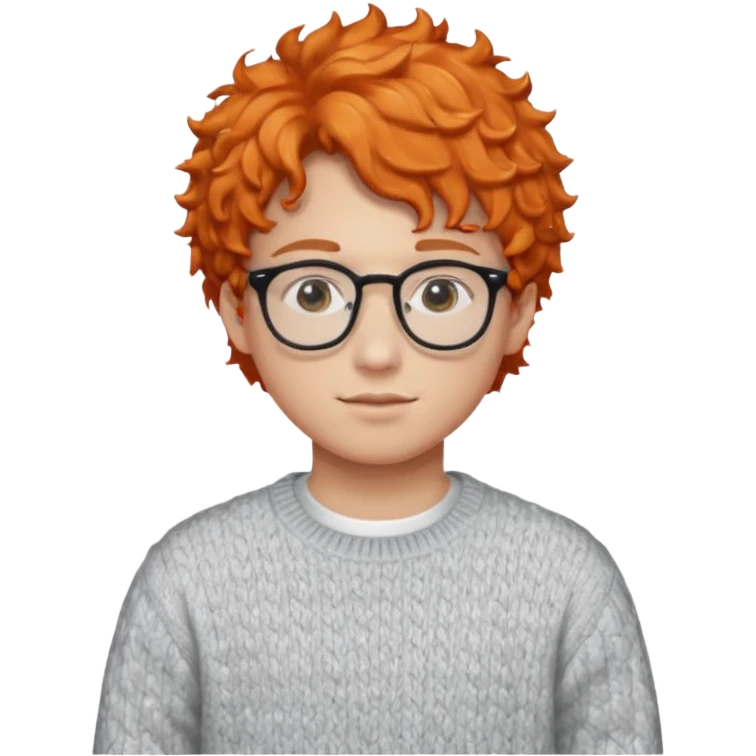 teen nerd orange hair boy curly orange hair wearing white shirt inside a sweater with glasses  emoji