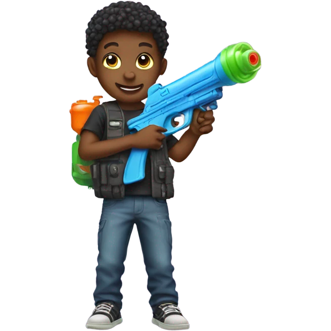 Kid holding a squirt gun emoji