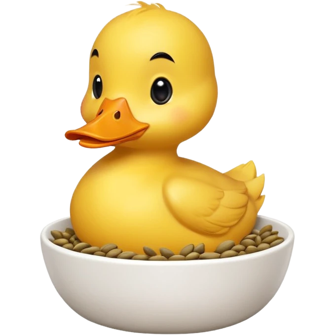 a yellow duck eating sunflower seeds from a bowl emoji
