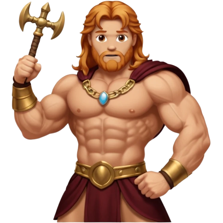 Hercules, God of Strength from Gods and Goddesses with long reddish blonde hair, bronze outfit emoji