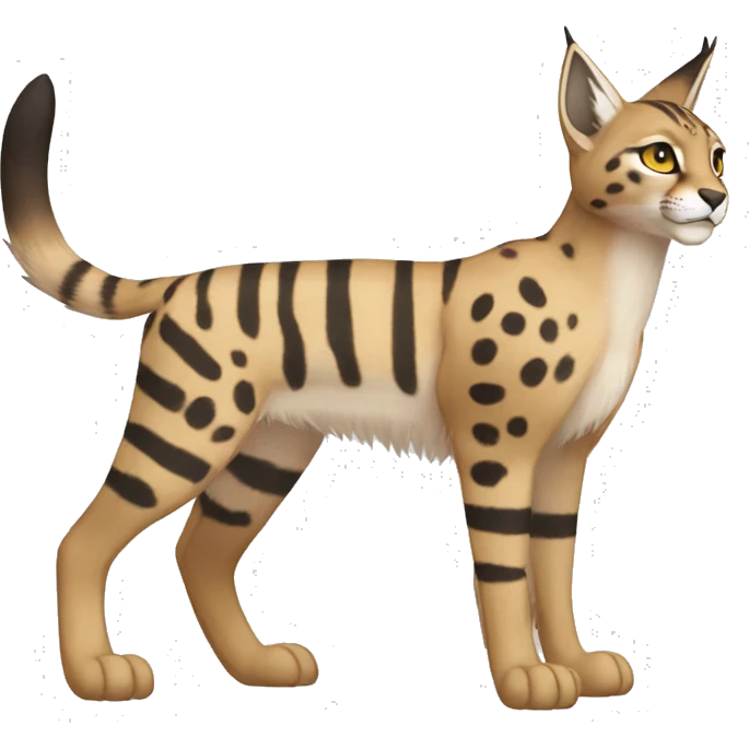 Striped and spotted Lynx-Caracal-Fakemon-hybrid full body emoji