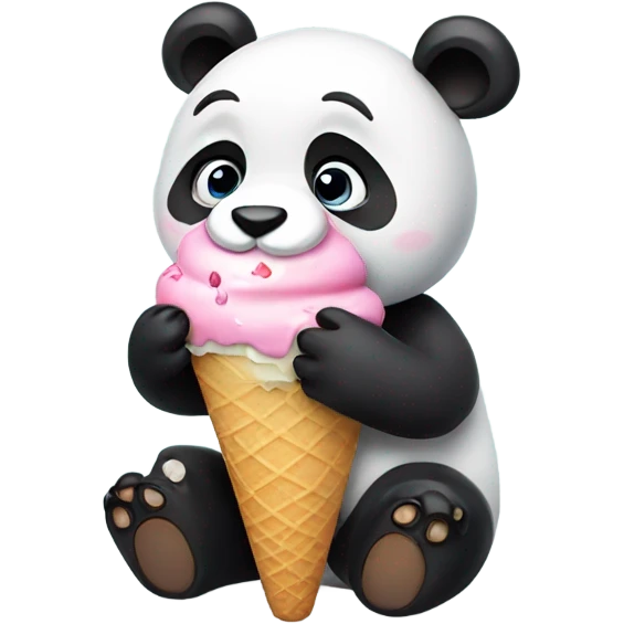 Panda eating ice cream emoji