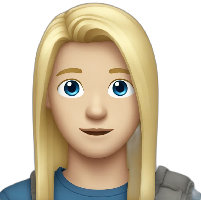 blue-eyed male teenager long straight blond hair emoji