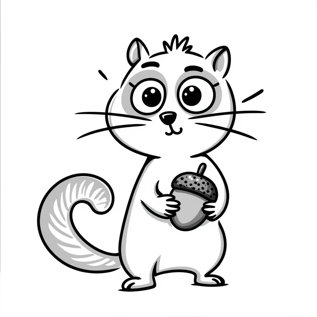 Hand-drawn confused squirrel with spiral eyes and dizzy expression emoji