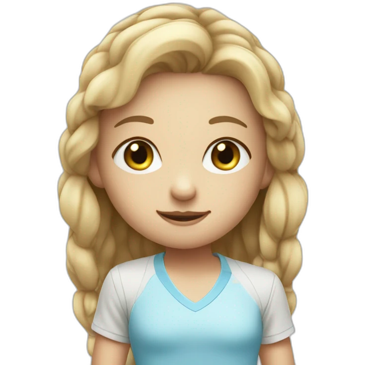 Cute tennis player with big blue eyes and long hair emoji