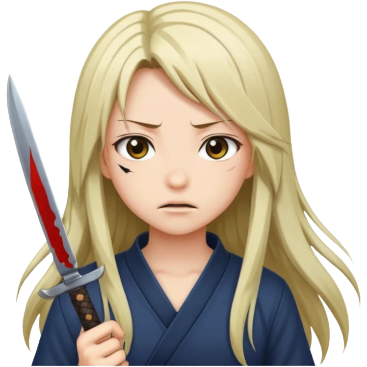 Anime girl with knife emoji