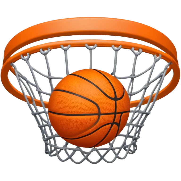 Basketball with net wrapping around it, like ball is wearing a net crown, iOS emoji style emoji