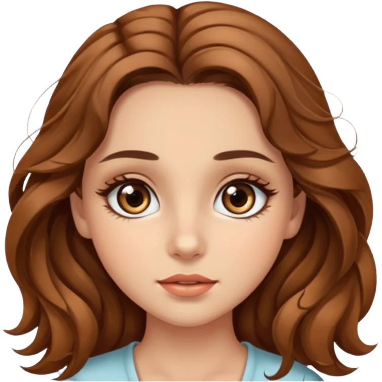 big brown eye long lashes wavy brown hair wheat skin beautiful girl  emoji