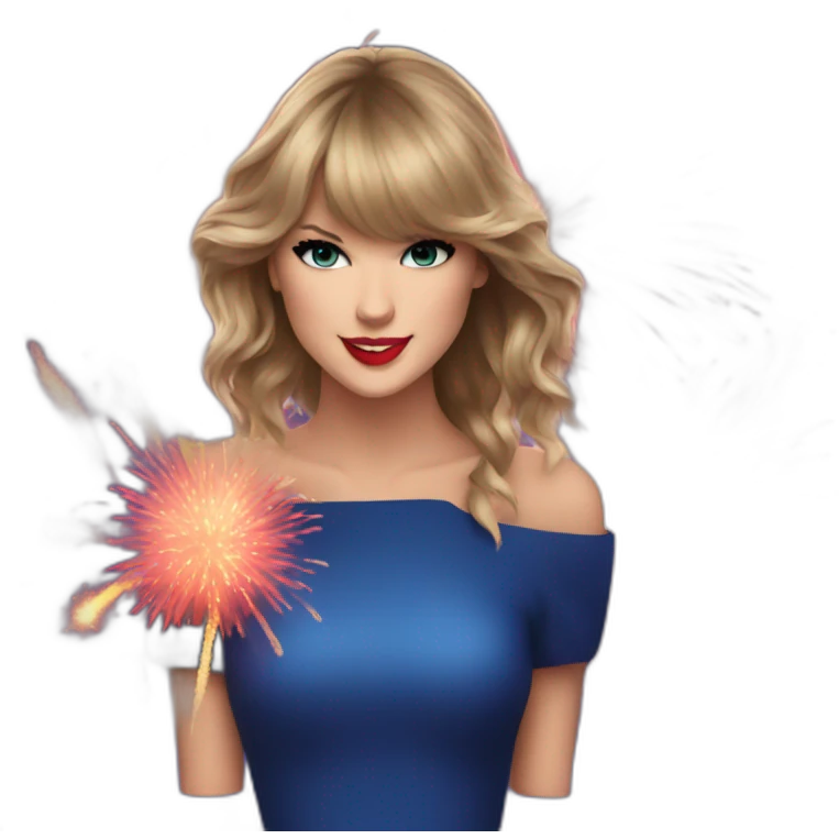 Taylor Swift with fireworks emoji