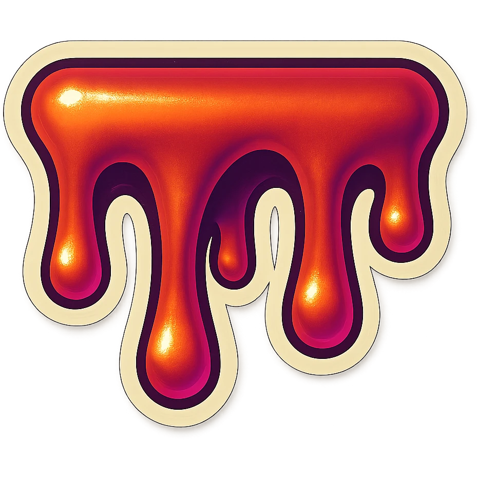 dripping blood with short and wide drips, retro sticker style emoji
