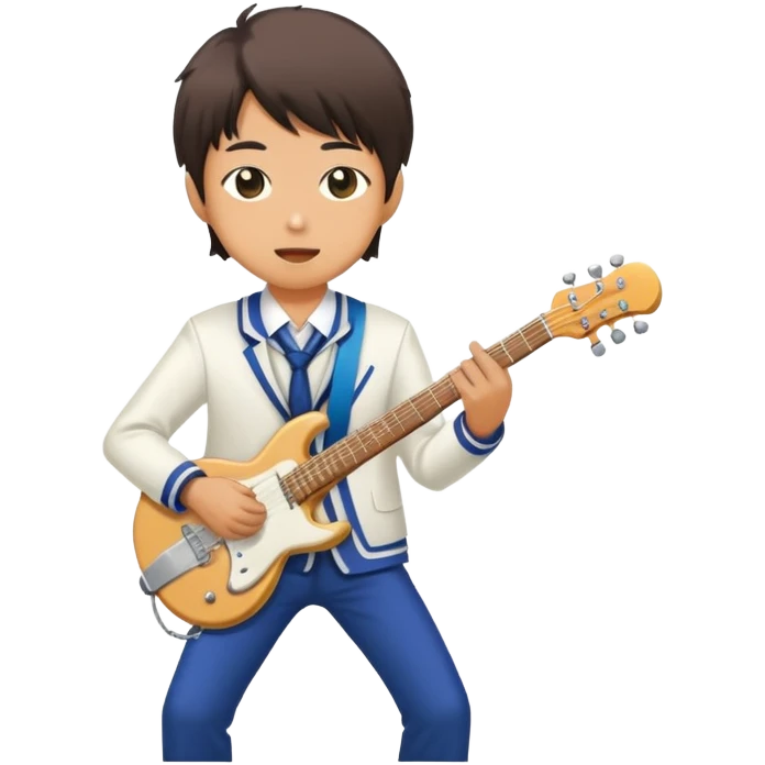 Japanese high school boy performing in a band at school cultural festival emoji