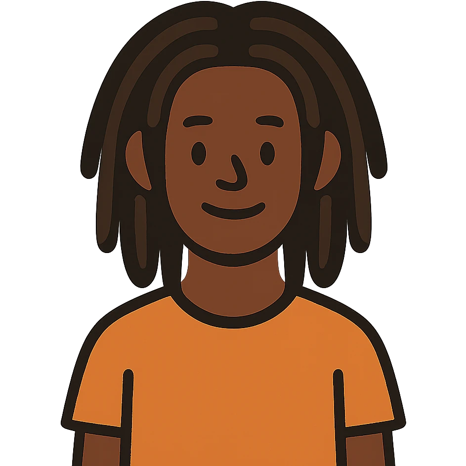 flat toon style guy with dreadlocks emoji