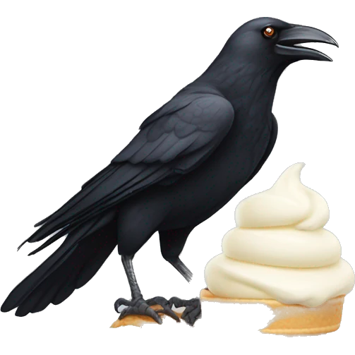 crow perched on a vanilla ice cream cone emoji